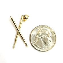 Load image into Gallery viewer, New 14k yellow Gold solid 3D Drumsticks Pendant Gift music fine jewelry 1.9g