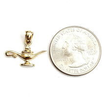 Load image into Gallery viewer, 14k yellow Gold tiny Genie lamp Aladdin charm pendant gift fine jewelry 1.1g