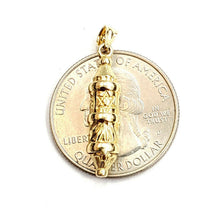 Load image into Gallery viewer, 14k yellow gold 3D mezuzah star of David kabbalah Jewish torah pendant 3.1g