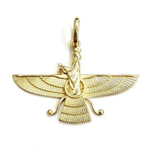 Load image into Gallery viewer, 18k yellow gold Farvahar Faravahar Persian Ahoura Mazda Zoroastrian pendant 4.8g