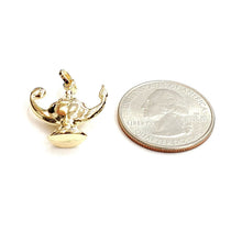 Load image into Gallery viewer, New 14k yellow Gold 3D hollow Genie lamp Aladdin charm pendant fine jewelry 1.8g