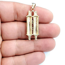 Load image into Gallery viewer, 14k yellow gold tablets of law star of David Jewish Israel torah pendant 4.5g