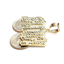 Load image into Gallery viewer, New 10k yellow Gold solid Bling word Pendant charm diamond cut fine jewelry 9.5g