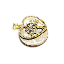 Load image into Gallery viewer, 14k Tri Color gold Heart tree of life lucky pendant charm fine gift for her 2.2g