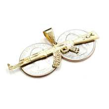 Load image into Gallery viewer, 14k yellow Gold AK-47 Machine gun Military Rifle Pendant charm fine gift 3.2g