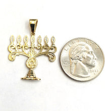 Load image into Gallery viewer, Real 14k yellow gold Menorah star of David Jewish Israel pendant religious 2.6g