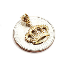 Load image into Gallery viewer, New 14k yellow Gold Tiny Queen Crown Tiara Pendant charm gift fine jewelry 1.4g