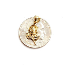 Load image into Gallery viewer, New 14k yellow solid Gold rose flower Pendant charm gift fine jewelry 1.3g