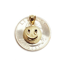 Load image into Gallery viewer, New 14k yellow gold round happy face emoji pendant charm gift fine jewelry 1.1g