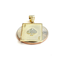 Load image into Gallery viewer, 14k yellow Gold Ace of spade Pendant playing card gambling fine jewelry 2.8g