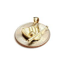 Load image into Gallery viewer, 14k yellow Gold 3D baseball bat glove ball Pendant sport game fine jewelry 2.4g