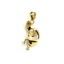 Load image into Gallery viewer, 14k solid yellow Gold 3D Kokopelli Pendant Charm music gift fine jewelry 2.7g