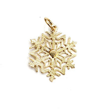 Load image into Gallery viewer, 14k Yellow Gold Winter SnowFlake Pendant charm gift for her fine jewelry 0.8g