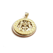 Load image into Gallery viewer, 10k yellow Gold round Gemini zodiac astrology Pendant charm fine jewelry 2.5g