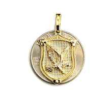 Load image into Gallery viewer, 14k yellow solid Gold Eagle Pendant charm shield fine jewelry Gift Unisex 3.4g