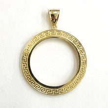 Load image into Gallery viewer, 14k yellow Gold Greek Key Frame bezel For 50 Pesos Coin gift fine jewelry 11.2g