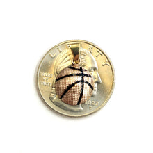 Load image into Gallery viewer, 14k gold Tiny basketball pendant charm Fine Jewelry Sport Gift unisex 0.46" 1g