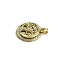 Load image into Gallery viewer, 10k Yellow gold round tree of life lucky pendant charm fine Jewelry gift 2.8g