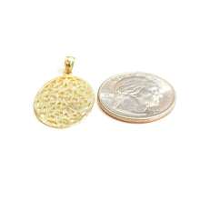 Load image into Gallery viewer, New 14k yellow gold oval filigree pendant hand engraved gift fine jewelry 1.8g