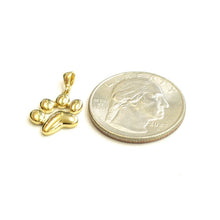 Load image into Gallery viewer, 14k yellow Gold solid Tiny dog Paw Print Pendant fine jewelry gift unisex 1.2g