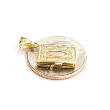 Load image into Gallery viewer, 14k yellow gold Holy Bible book pages our father prayer pendant jewelry 3.8g