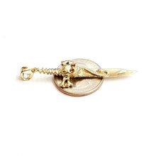 Load image into Gallery viewer, 14k yellow Gold sword skull snake Pendant charm gift fine jewelry 6g