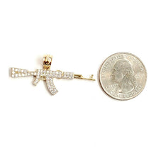 Load image into Gallery viewer, 14k yellow Gold AK-47 machine gun rifle Pendant fine jewelry cubic zirconia 2.8g