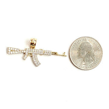 Load image into Gallery viewer, 14k yellow Gold AK-47 machine gun rifle Pendant fine jewelry cubic zirconia 2.8g