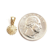 Load image into Gallery viewer, New 14k yellow Gold solid tiny sunflower girasol Pendant charm fine jewelry 0.7g