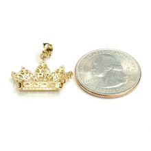 Load image into Gallery viewer, 14k yellow gold 15 Años 15 years crown pendant cubic zirconia fine jewelry 2.1g
