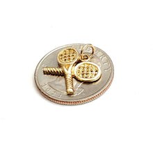 Load image into Gallery viewer, 14k yellow Gold Tiny Tennis Racket Pendant charm sport game fine jewelry 1.5g