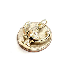 Load image into Gallery viewer, New 14k yellow Gold 3D hollow Genie lamp Aladdin charm pendant fine jewelry 1.8g