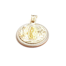 Load image into Gallery viewer, 14k yellow gold round virgin Mary Guadalupe religious pendant diamond cut 2.5g