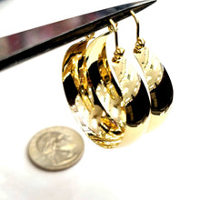 Load image into Gallery viewer, 14k yellow Gold Plain Hoop Earrings Wide Round Shiny fine jewelry for women 6.7g