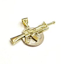 Load image into Gallery viewer, 10k yellow Gold AR15 AR-15 machine gun rifle army Pendant fine jewelry 3.6g