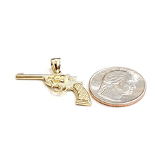 Load image into Gallery viewer, 14k yellow solid Gold handgun pistol gun Pendant charm fine gift jewelry 2.6g