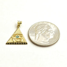 Load image into Gallery viewer, 14k yellow solid Gold Egyptian pyramid eye of Horus Pendant fine jewelry 1.6g