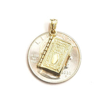 Load image into Gallery viewer, 14k yellow gold Holy Bible book pages our father prayer pendant jewelry 3.8g