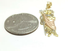Load image into Gallery viewer, 14k tri color gold saint Jude juda pendant charm cubic zirconia jewelry 2.2g