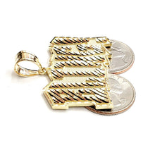 Load image into Gallery viewer, New 10k yellow Gold solid Bling word Pendant charm diamond cut fine jewelry 9.5g