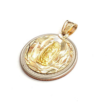 Load image into Gallery viewer, 14k yellow gold round virgin Mary Guadalupe religious pendant diamond cut 2.5g