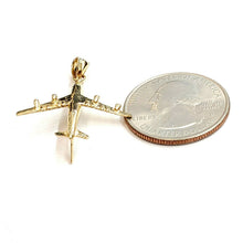 Load image into Gallery viewer, 14k yellow Gold solid Airplane Aviation 3D pendant charm gift fine jewelry 3.4g