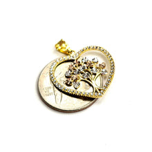 Load image into Gallery viewer, 14k Tri Color gold Heart tree of life lucky pendant charm fine gift for her 2.2g