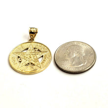 Load image into Gallery viewer, 14k yellow Gold 0.98" Round Tetragrammaton Protection Pendant Fine jewelry 5g
