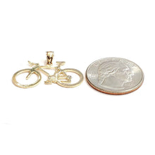 Load image into Gallery viewer, 14k yellow Gold bicycle bike Pendant charm sport biker gift fine jewelry 1.6g