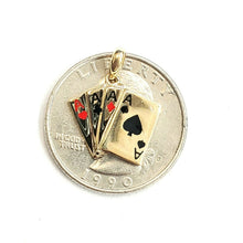 Load image into Gallery viewer, 14k yellow solid Gold playing cards Pendant charm casino jewelry unisex 1.7g