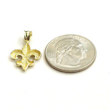 Load image into Gallery viewer, 10k yellow solid Gold Fleur De Lis Pendant French Symbol gift fine jewelry 1.6g