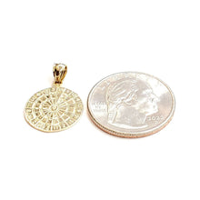 Load image into Gallery viewer, New 14k yellow Gold solid round Dart Board Pendant 0.63" gift fine jewelry 1.6g