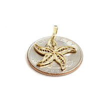Load image into Gallery viewer, 14k yellow Gold starfish Pendant charm filigree necklace gift fine jewelry 1.1g