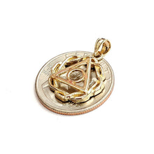 Load image into Gallery viewer, New 14k yellow Gold sobriety symbol recovery medal circle triangle Pendant 2.8g